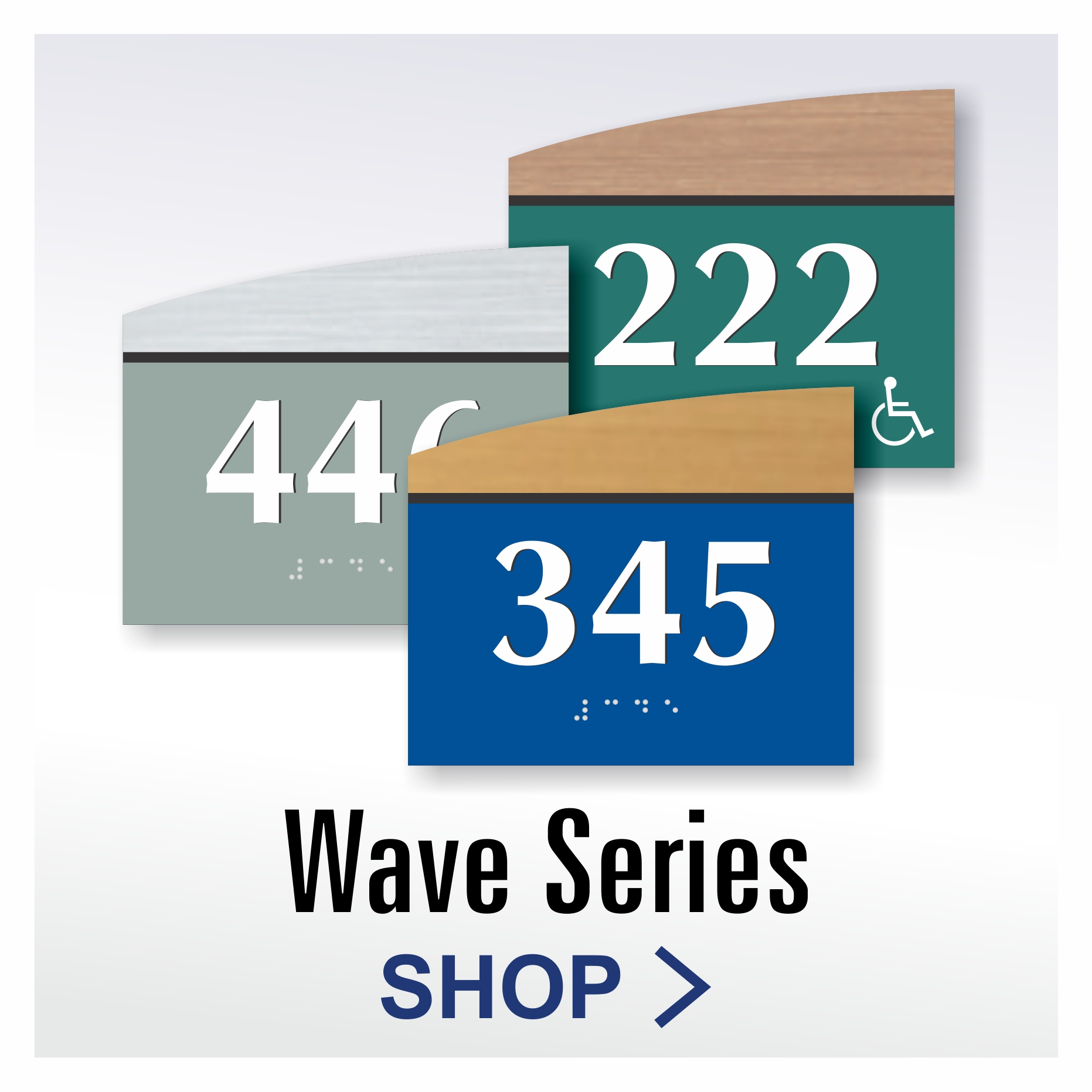 Wave Series custom ADA braille room number signs